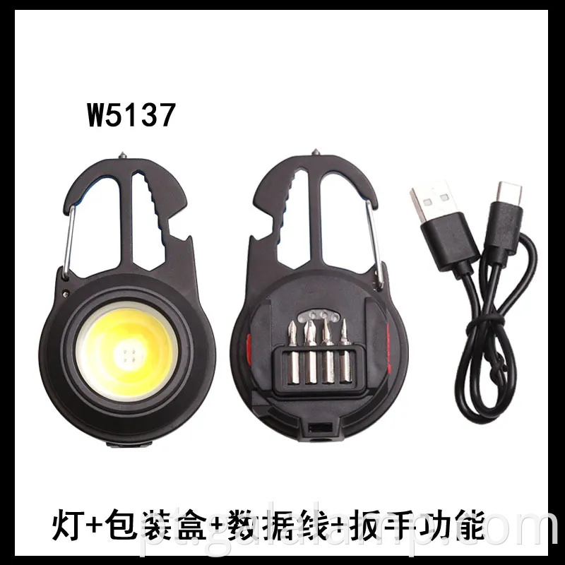 Chave de iluminação portátil multifuncional com luz de acampamento recarregável